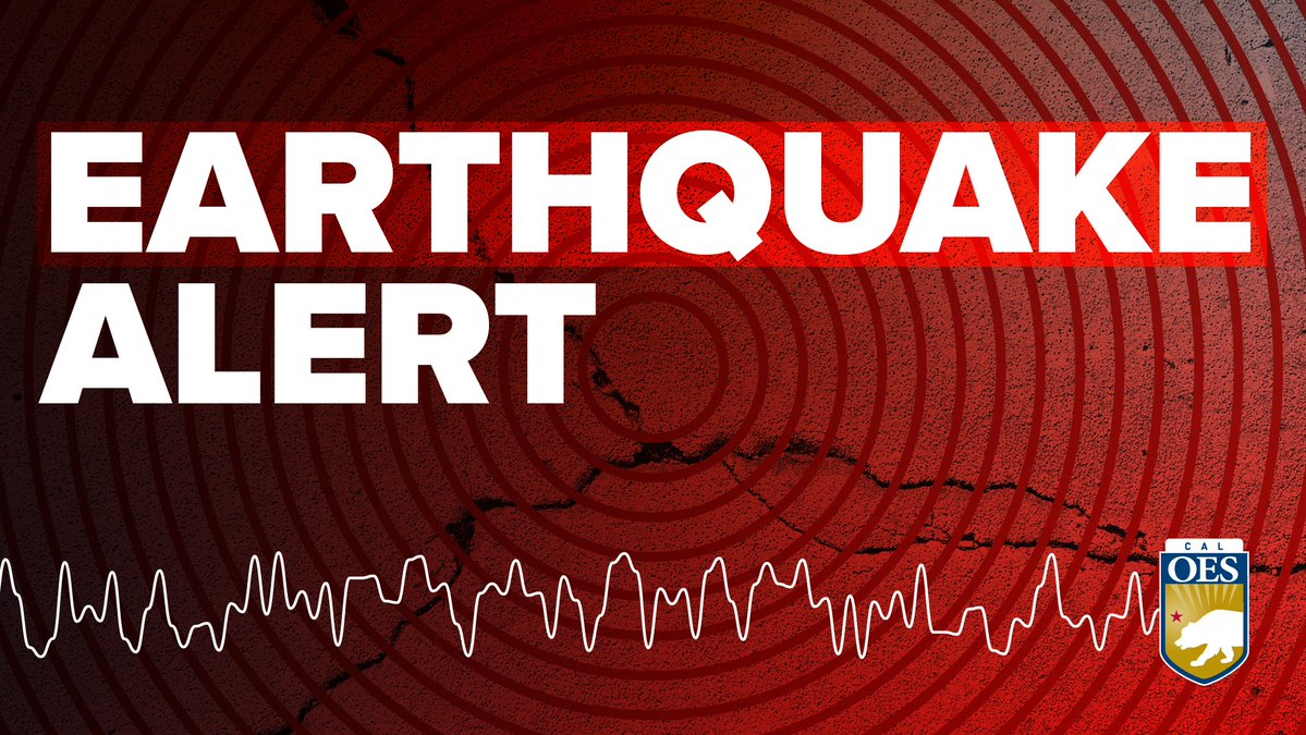 Text image reads earthquake alert with the Cal OES Logo.