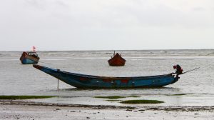 Boat during low tide at Talshari, West Bengal, India