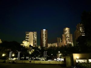 Night sky with the city lights