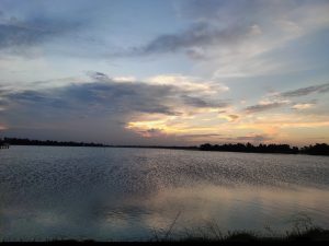Sunset with the river Roumari in Jamalpur