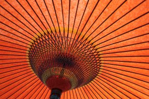 under the red umbrella