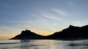 Mountains at hout bay beach, cape town.