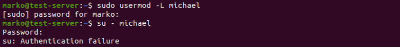Failing to authenticate an account after it has been locked with usermod -L