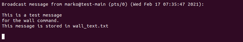 Receiving a message sent with the wall command using a text file