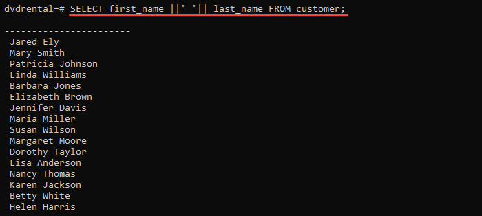 Concatenate Columns with select statement