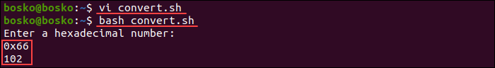 Convert hexadecimal numbers to decimal ones using printf.