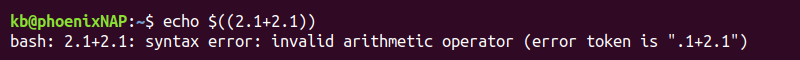bash syntax error invalid arithmetic operator terminal output