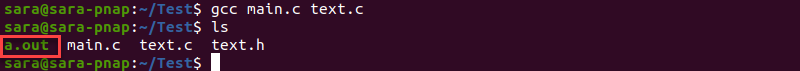 gcc and ls Terminal Output