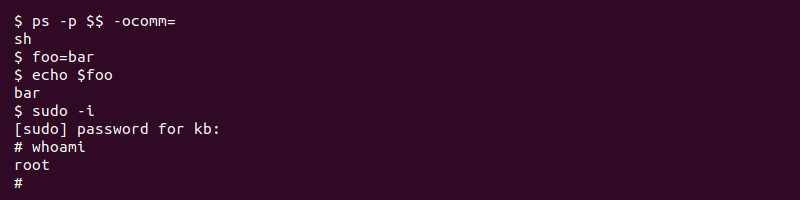 Bourne shell sh example commands