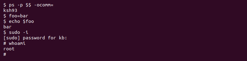 Korn shell ksh example commands