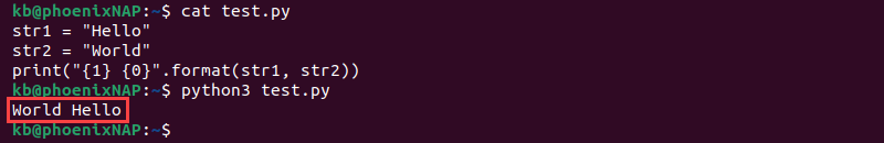 Python string append .format() method reverse output