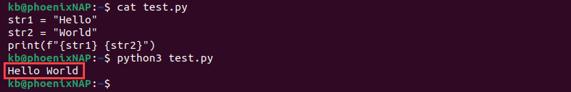 Python string append f-string method output