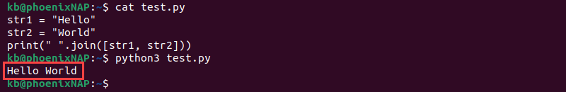 Python string append .join() method output