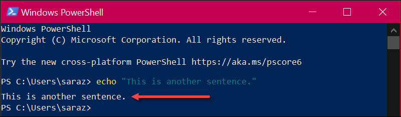 Echo PowerShell output