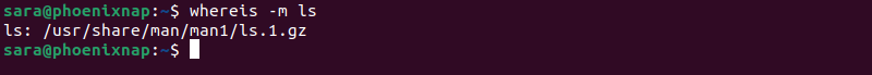 whereis -m ls terminal output