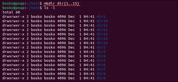 Creating directories in batch with mkdir.
