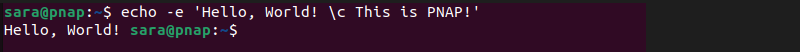echo -e \c terminal output