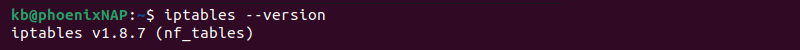 iptables --version terminal output
