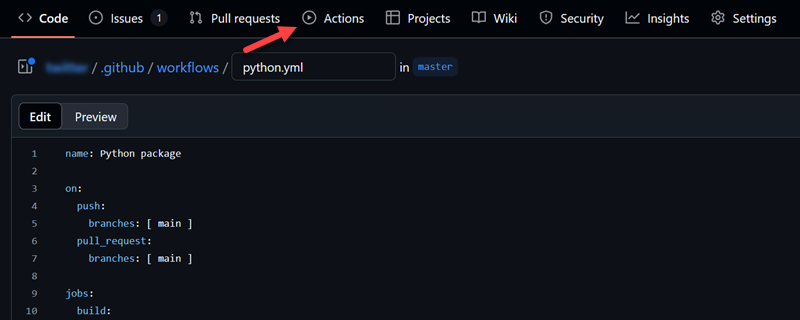 Creating a workflow file in a GitHub repository.