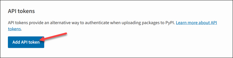 Generating an API token for Poetry.