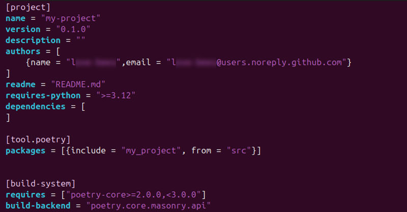 pyproject.toml file contents.