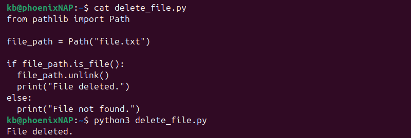 Python delete file using unlink output