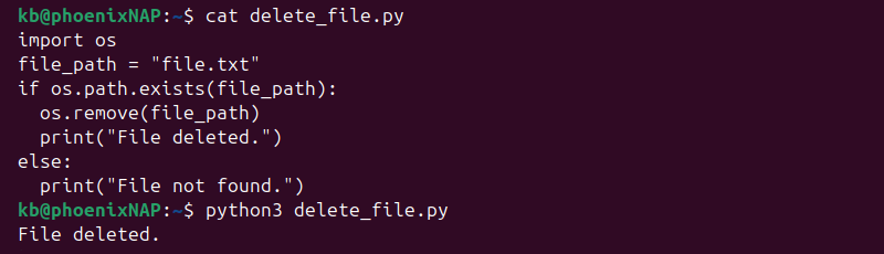 Delete a file with os.remove() output