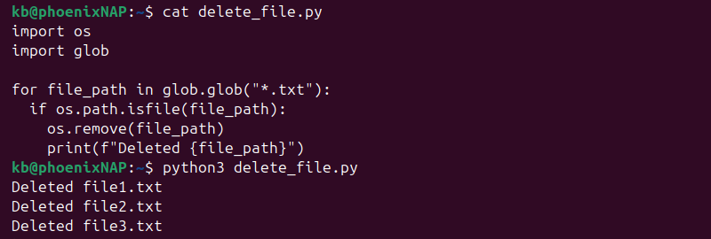 Glob match multiple files and delete output