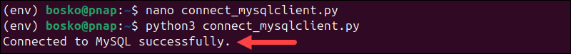 Connecting to MySQL using mysqlclient.