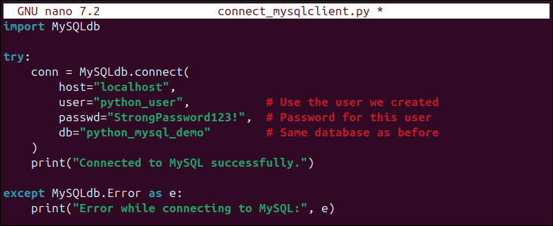 Creating a script for mysqlclient.