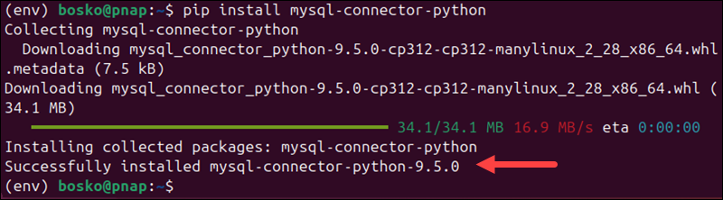 Installing the MySQL-connector module.