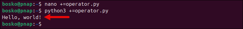 Using the += operator in Python to concatenate strings.