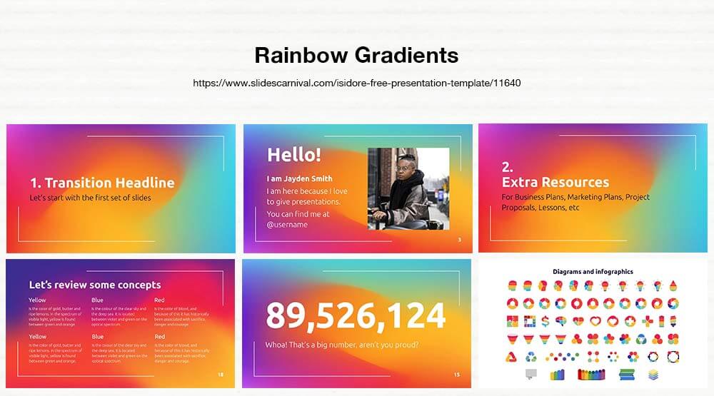 Rainbow Gradients. Free PowerPoint Template & Google Slides Theme