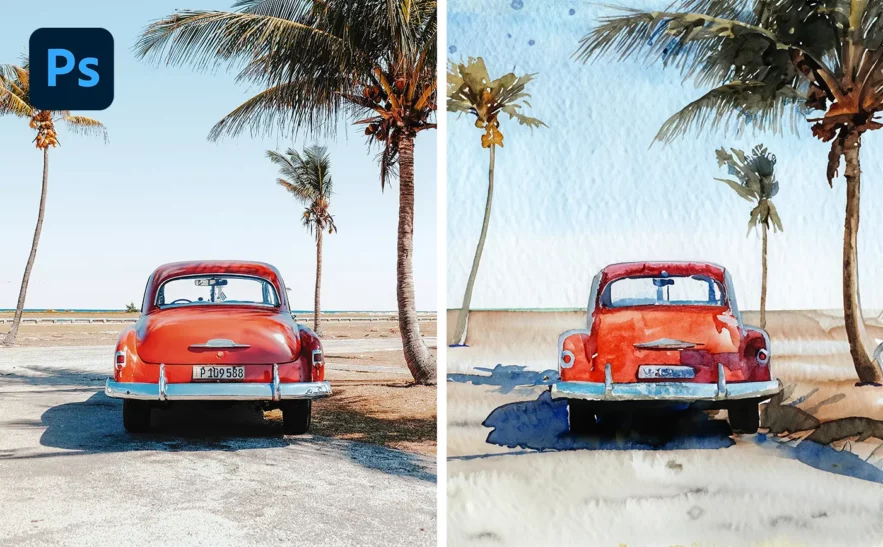 生成塗りつぶしで写真を水彩ペイントに仕上げる方法