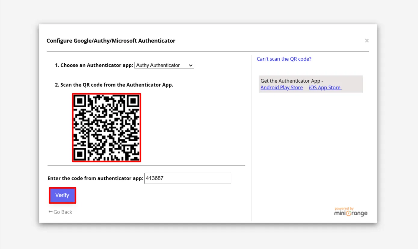 Aplicación Authy Authenticator: Introducir código 2FA