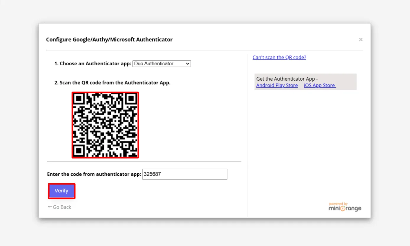Aplicación Duo Authenticator: Ingresar el código 2FA