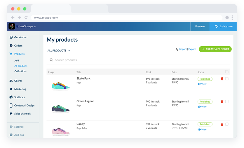 Verkkokauppa mukautetussa sovelluksessa