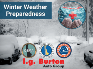 Blizzard scene, snow covered cars and road - Winter Weather Preparedness i.g. Burton Auto Group