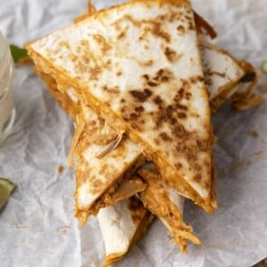 Crockpot Queso Chicken Quesadillas.
