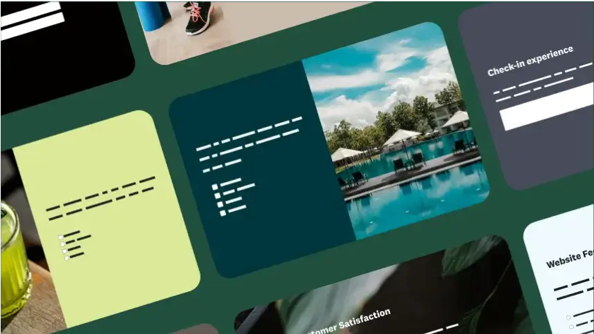 Various screenshots of survey templates