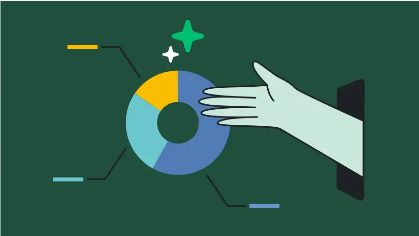 Hand reaching out to a circle graph