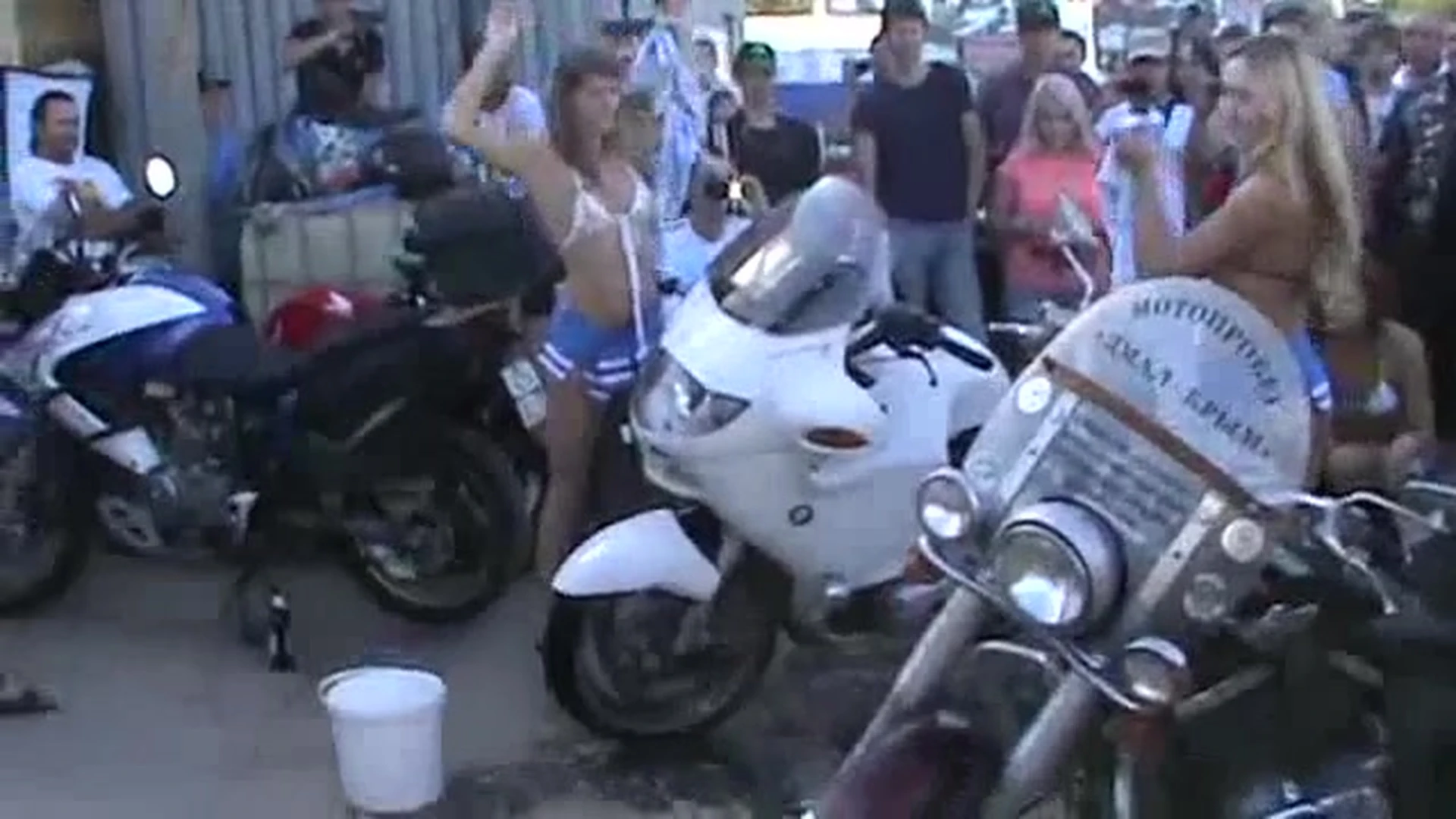Secret Meeting of bikers with strippers