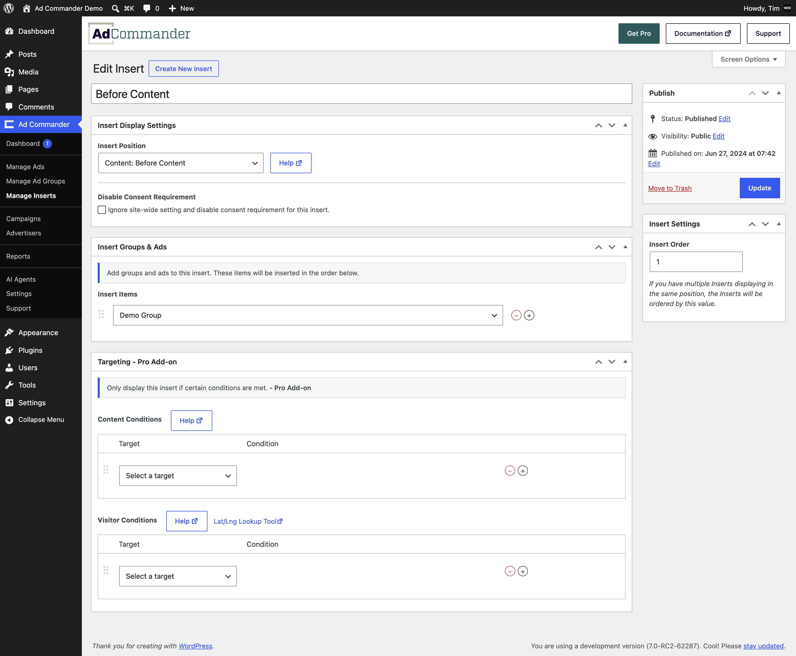 Automatic inserts place ads in your content, post lists, header, or footer — no shortcodes or template edits required.