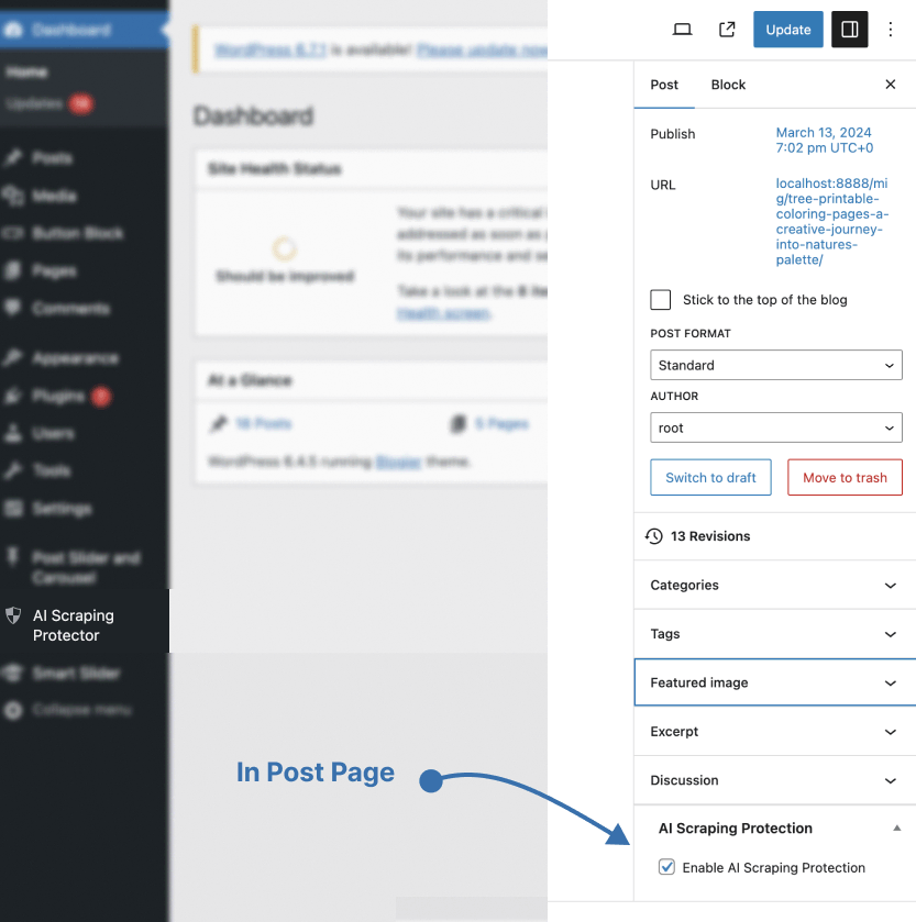 Individual post/page protection toggle