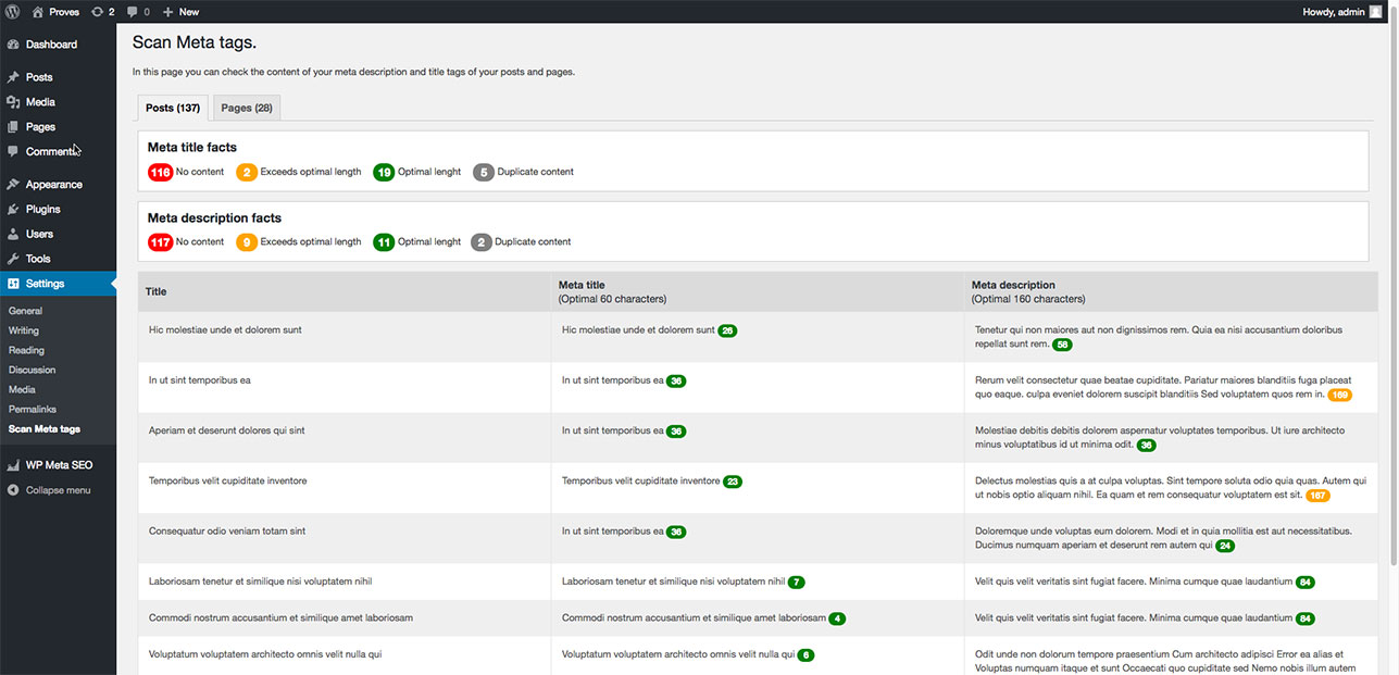 Screenshot of "Scan Meta tags tool".