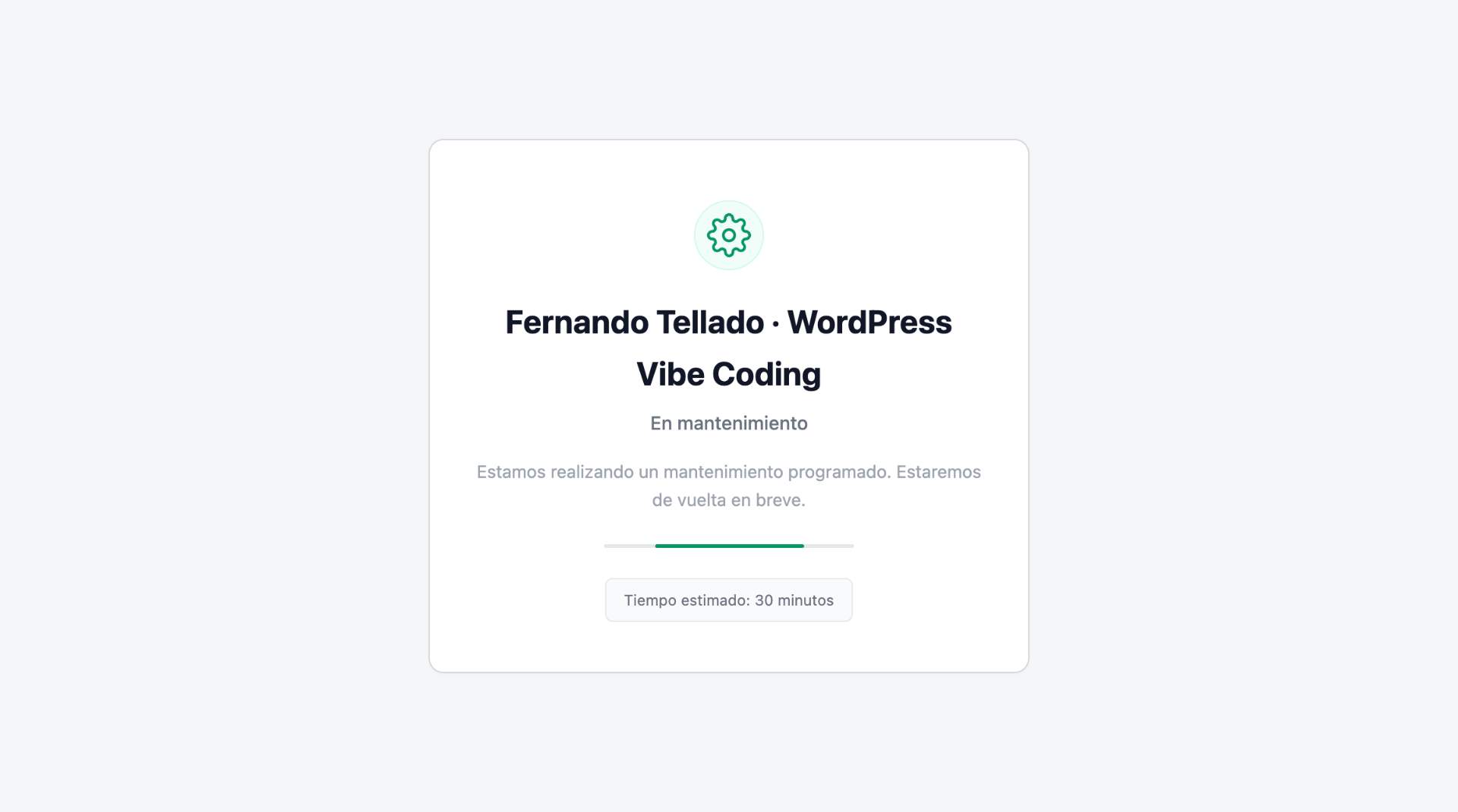 Professional maintenance page for visitors