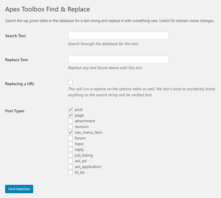 Find & replace hook interface