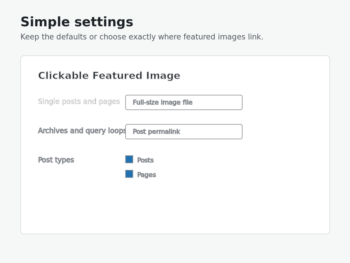 Settings screen for single-post behavior, archive behavior, and post types.