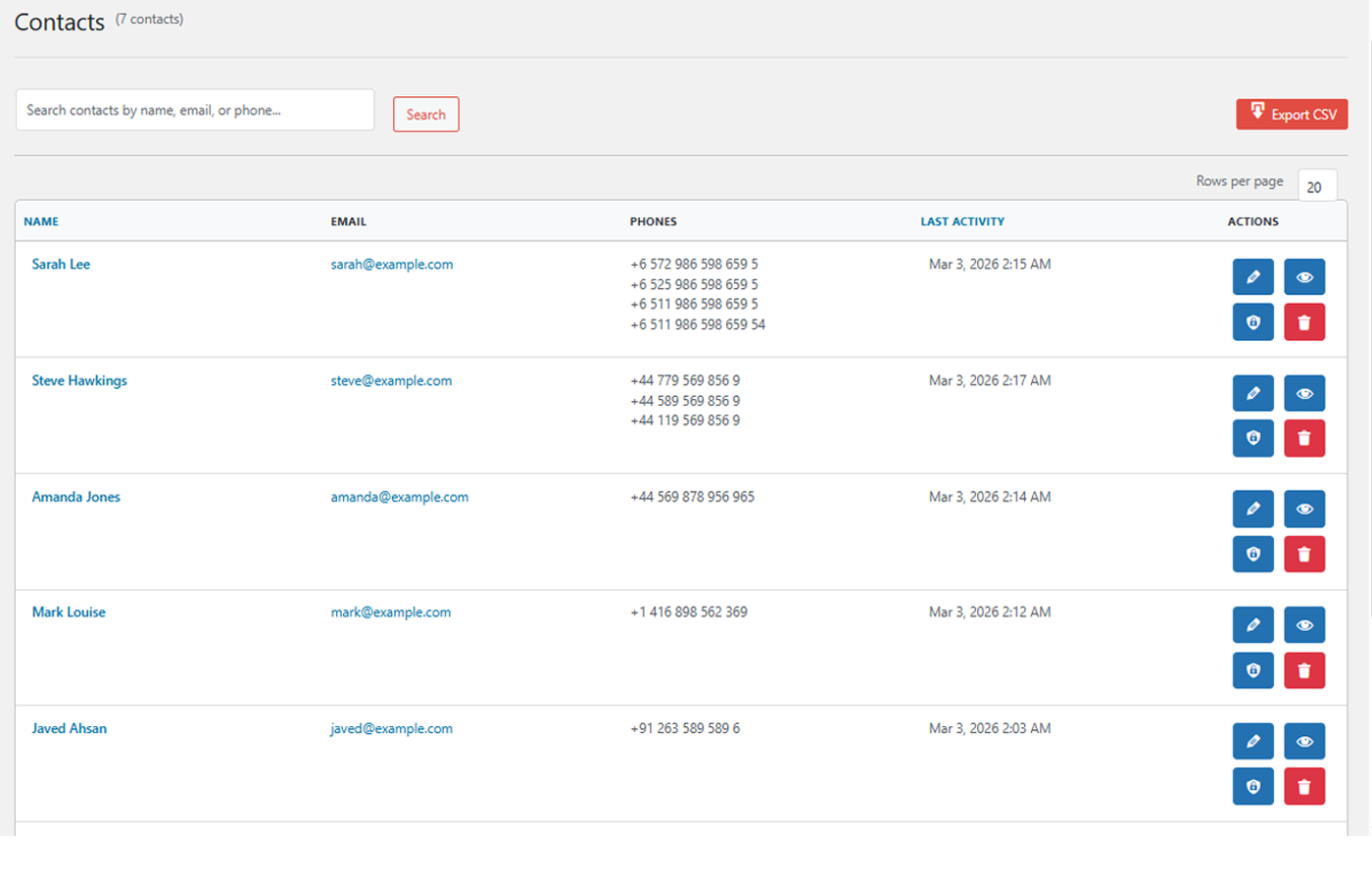 Unified inbox for incoming submissions with search, filters, and status pipeline.